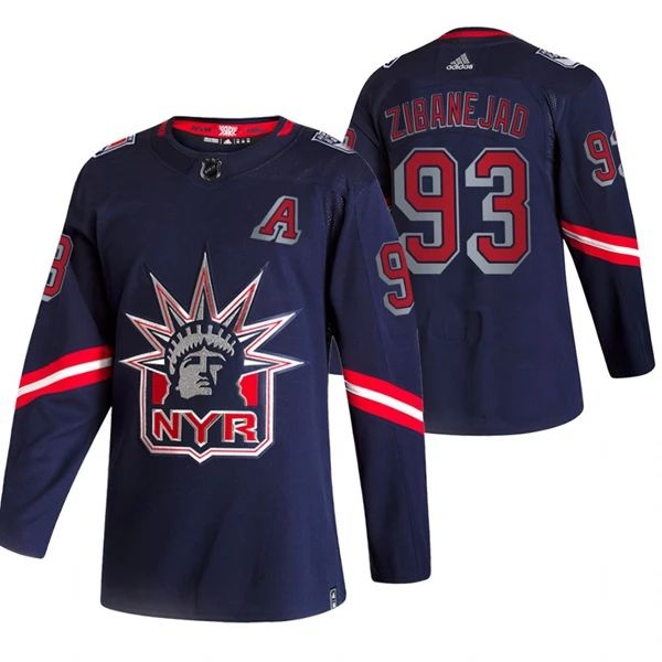 New York Rangers Trikot Mika Zibanejad 93 2022 Reverse Retro Navy Authentic